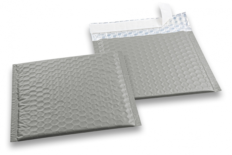 Grey - matt metallic air-cushioned envelopes, square