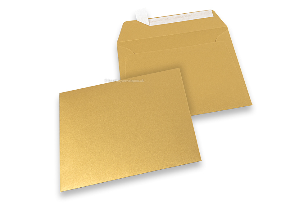 Gold metallic coloured paper envelopes  - 160 x 160 mm  