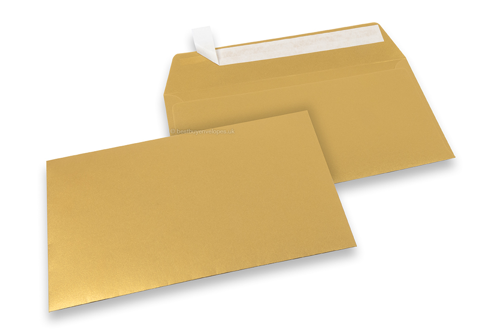 Gold metallic coloured paper envelopes - 162 x 229 mm 