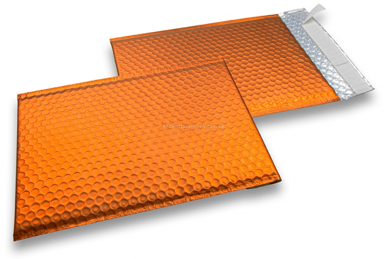 Orange - matt metallic air-cushioned envelopes, rectangle