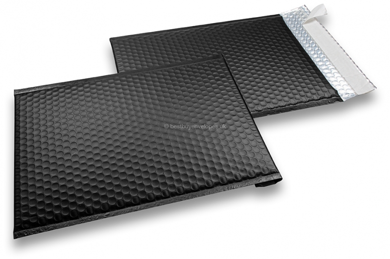 Black - matt metallic air-cushioned envelopes, rectangle