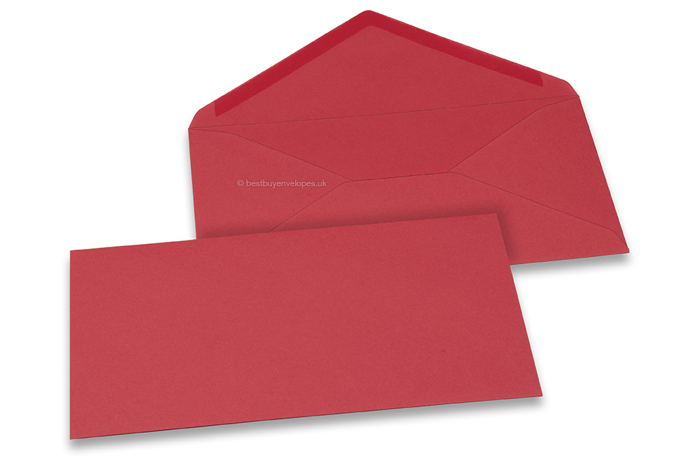 Coloured greeting card envelopes - red, 110 x 220 mm