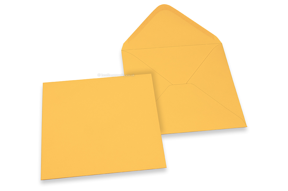 Coloured greeting card envelopes - yellow-gold, 155 x 155 mm