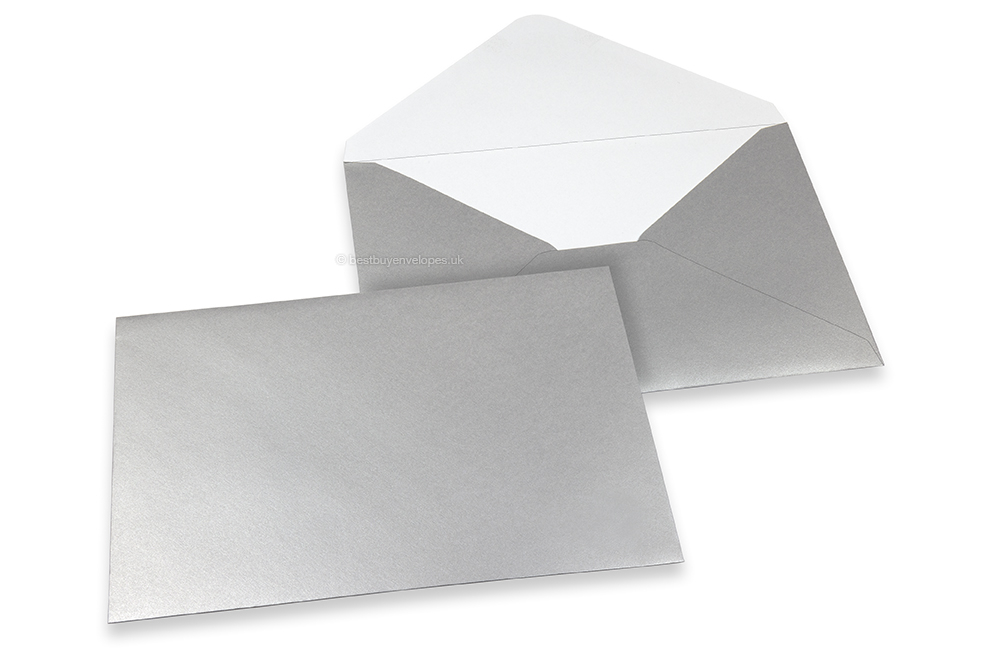 Coloured greeting card envelopes - silver, 162 x 229 mm