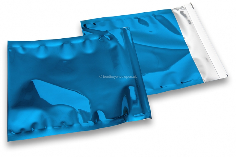 Coloured metallic foil envelopes blue - 165 x 165 mm