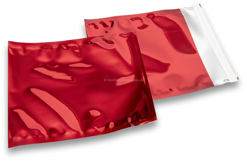 Coloured metallic foil envelopes red - 165 x 165 mm