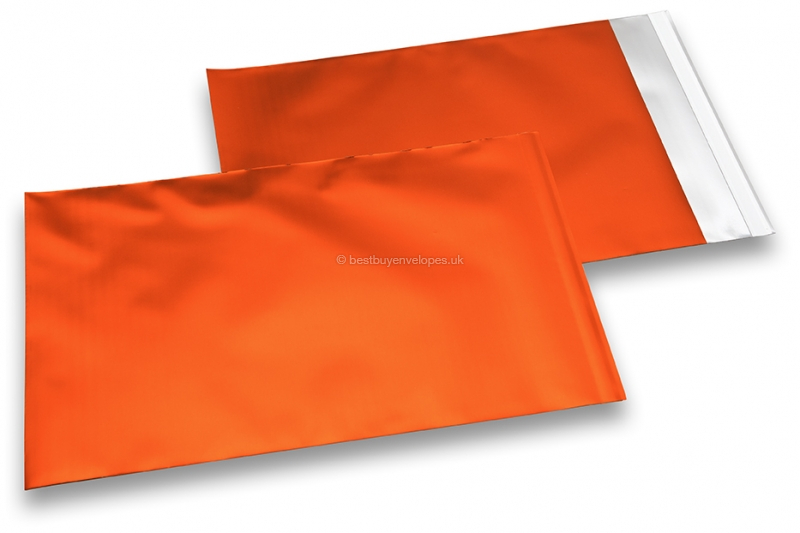 Orange coloured matt metallic foil envelopes - 230 x 320 mm