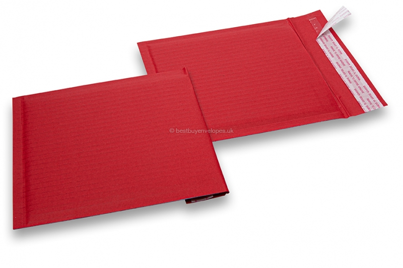 Eco envelopes with currogated interior - red, square