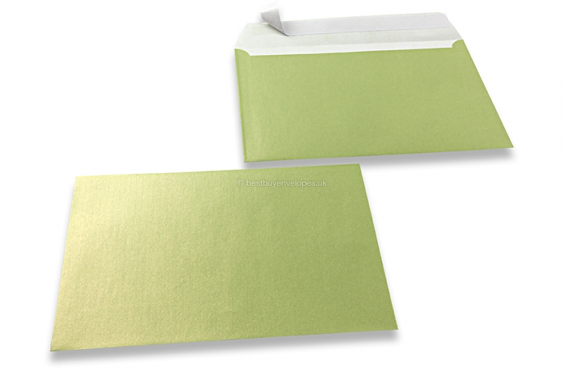 Lime green coloured mother-of-pearl envelopes - 162 x 229 mm