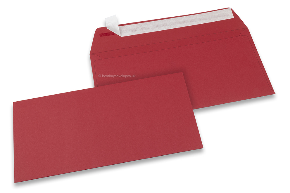 Dark red coloured paper envelopes - 110 x 220 mm