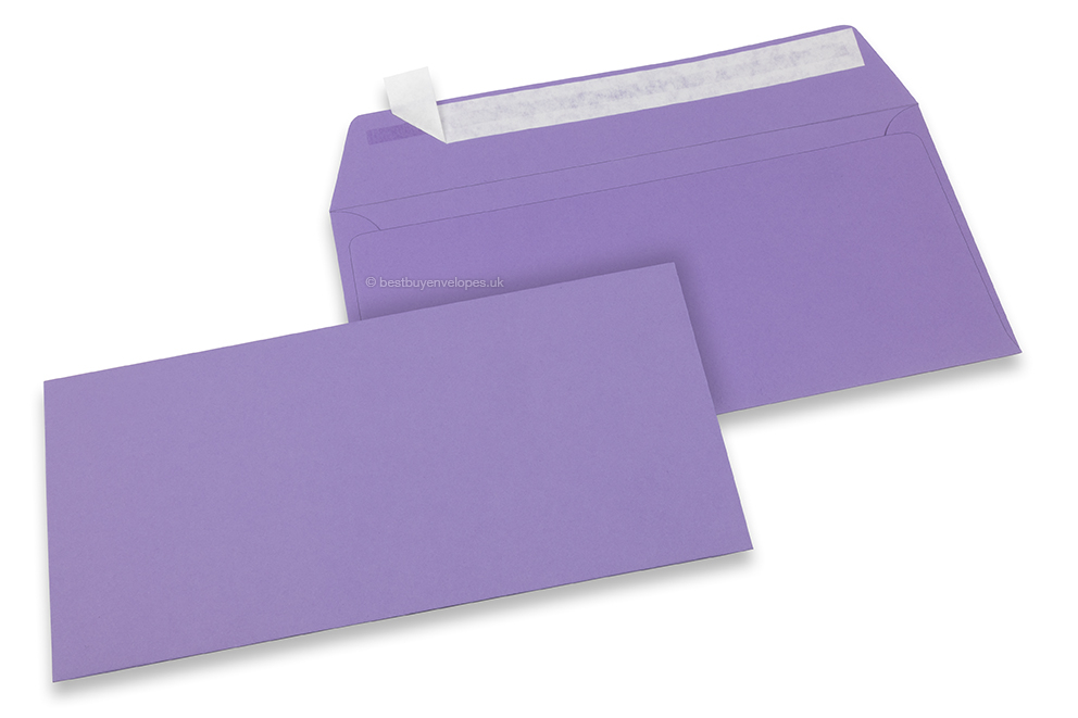 Purple coloured paper envelopes - 110 x 220 mm