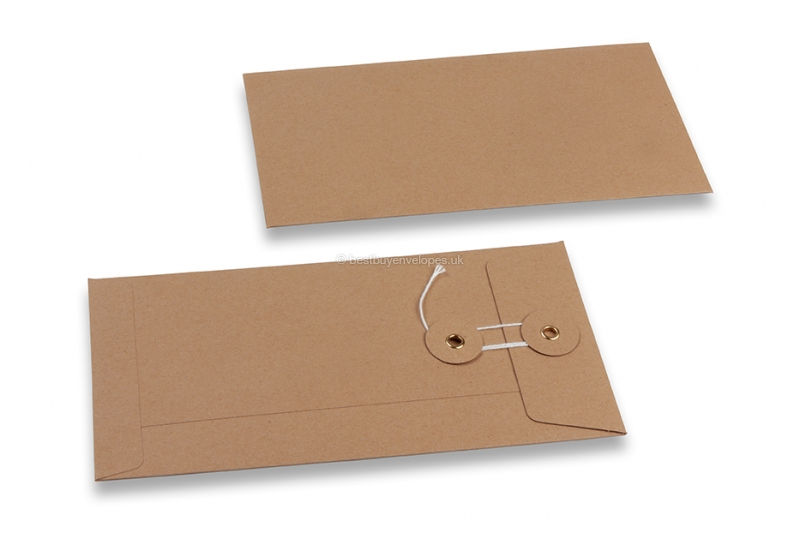 Envelopes with string and washer closure - 110 x 220 mm, brown