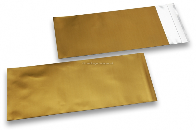 Gold coloured matt metallic foil envelopes - 110 x 220 mm
