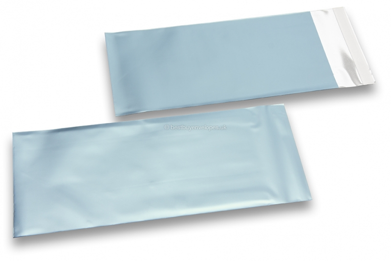 Ice blue coloured matt metallic foil envelopes - 110 x 220 mm
