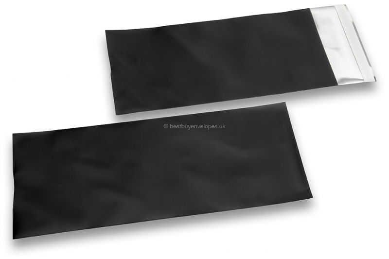Black coloured matt metallic foil envelopes - 110 x 220 mm