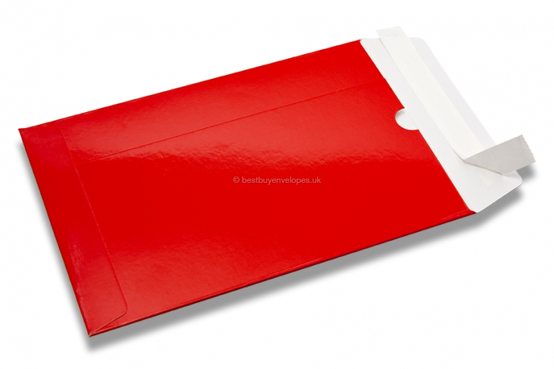 Red coloured cardboard envelopes