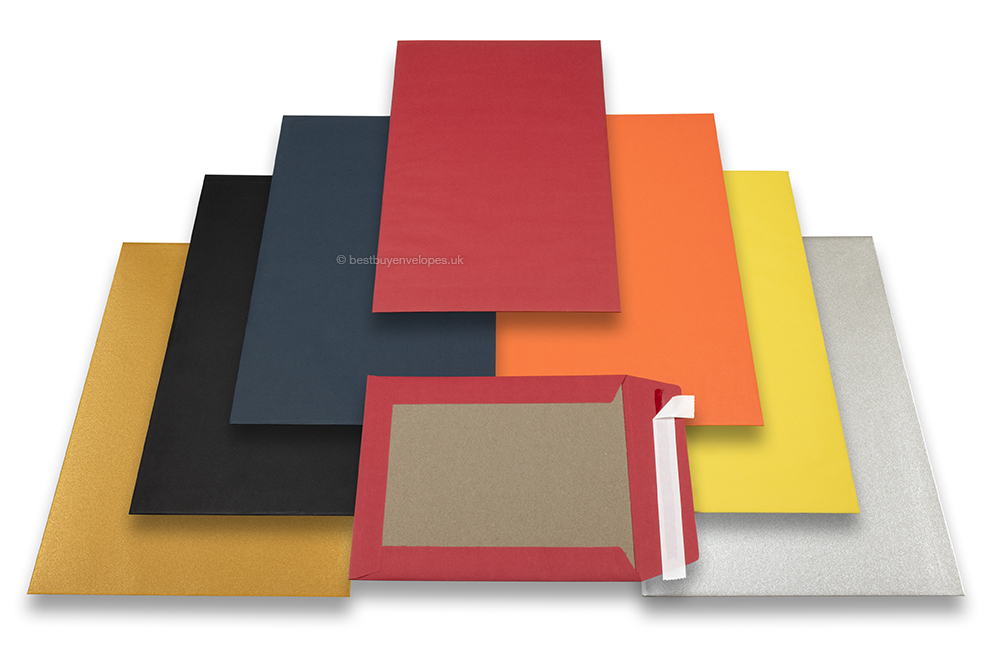 Coloured board-backed envelopes