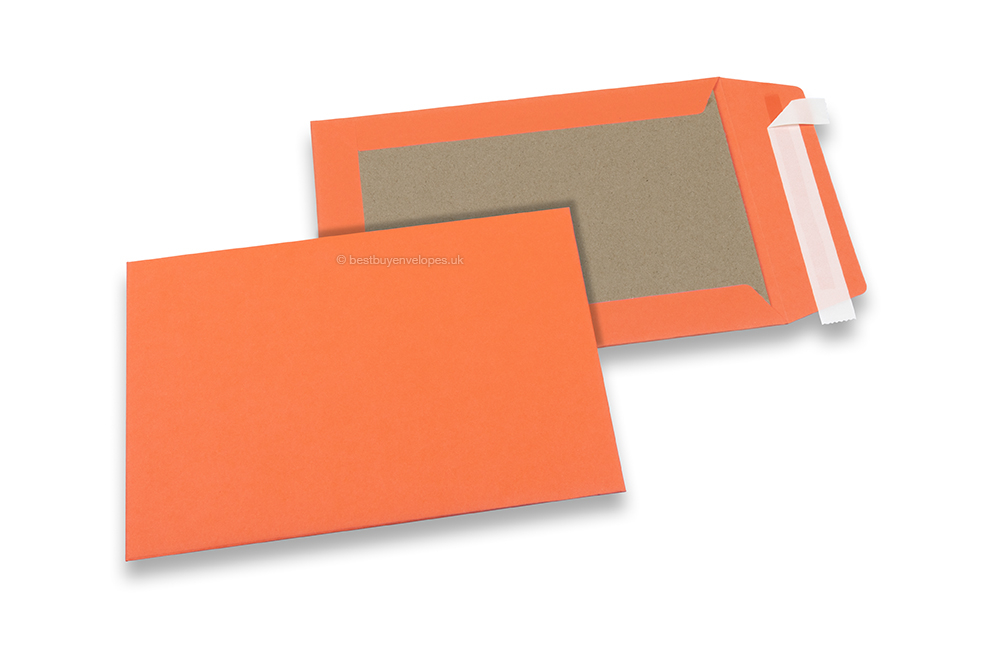 Coloured board-backed envelopes - Orange, 162 x 229 mm