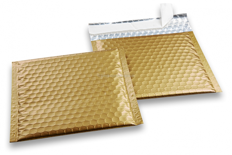 Gold - matt metallic air-cushioned envelopes, square