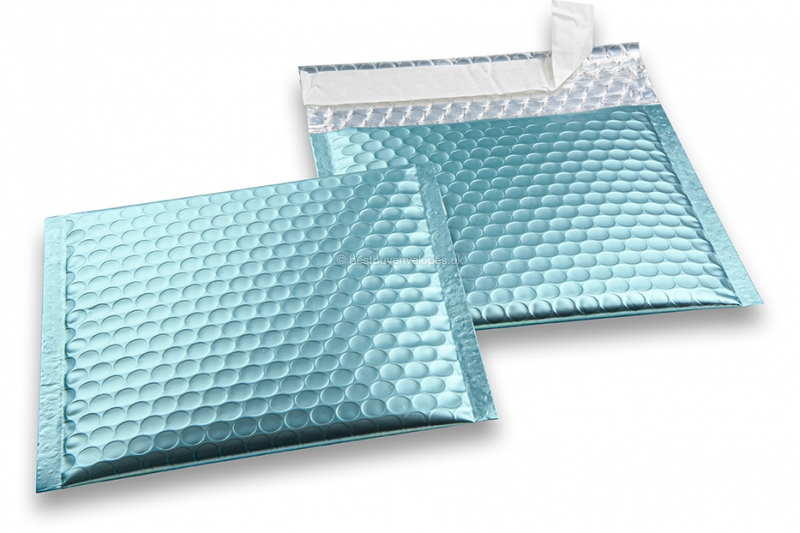 Ice blue - matt metallic air-cushioned envelopes, square