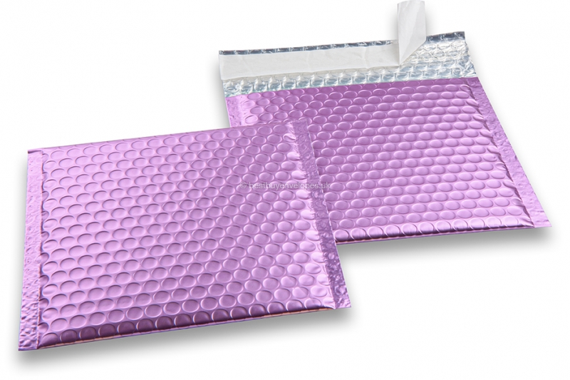 Lilac - matt metallic air-cushioned envelopes, square