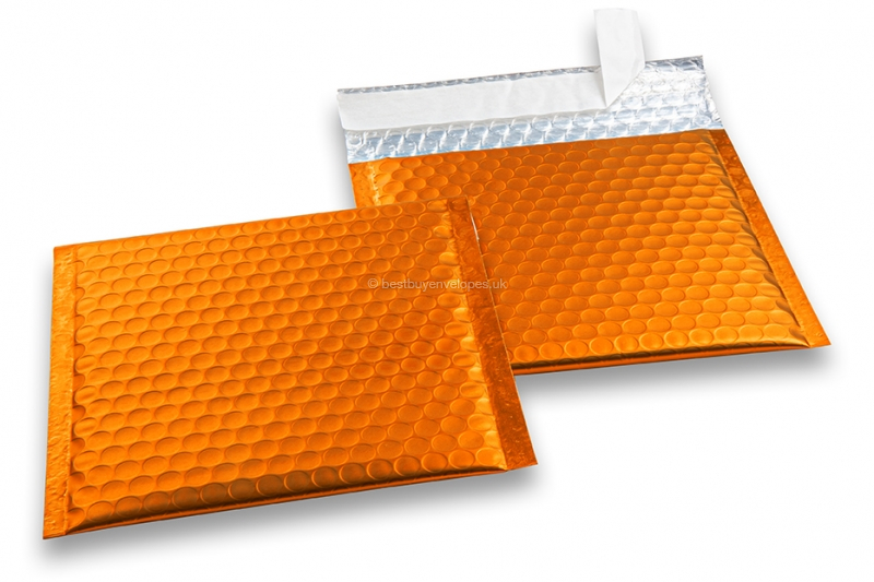 Orange - matt metallic air-cushioned envelopes, square