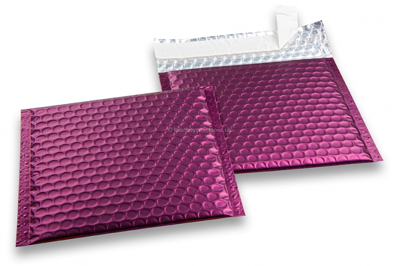 Bordeaux - matt metallic air-cushioned envelopes, square