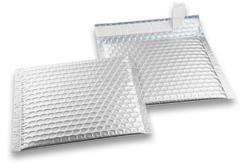 Silver - matt metallic air-cushioned envelopes, square