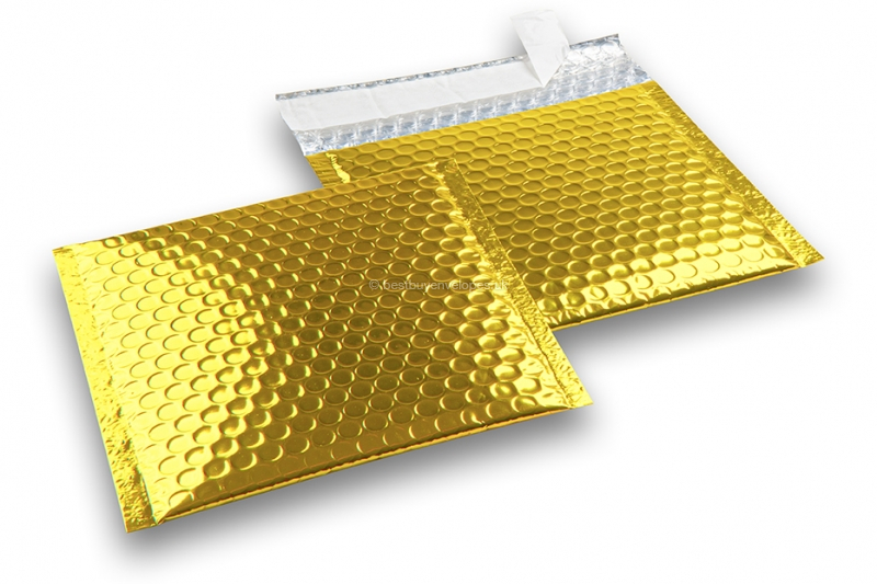 Gold - metallic air-cushioned envelopes, square
