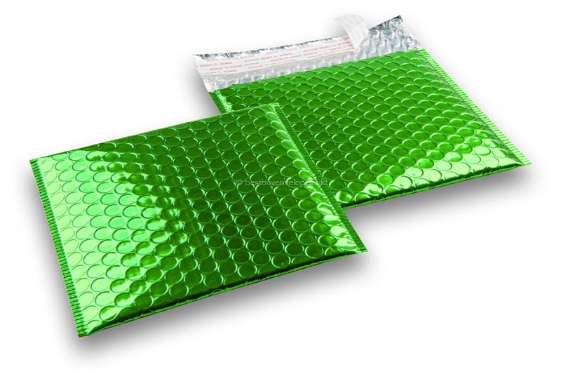 Green - metallic air-cushioned envelopes, square