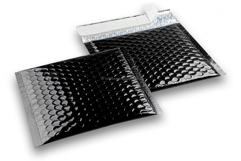 Black - metallic air-cushioned envelopes, square