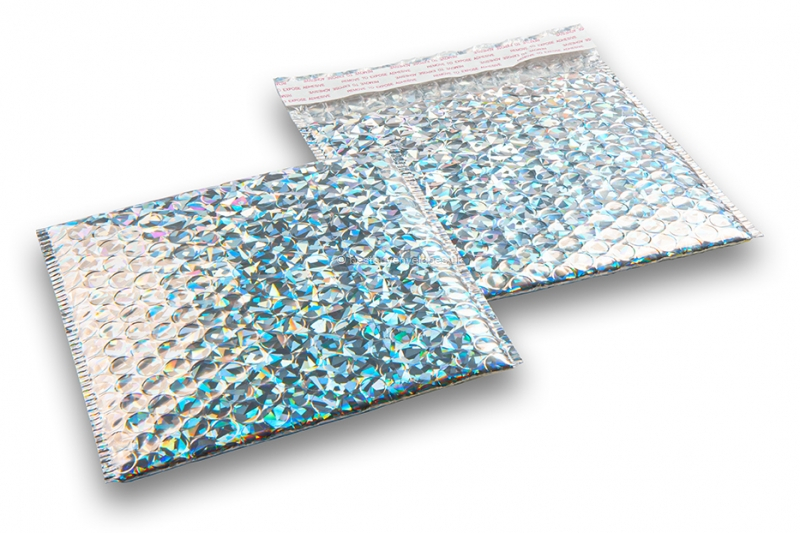 Silver holographic - metallic air-cushioned envelopes, square