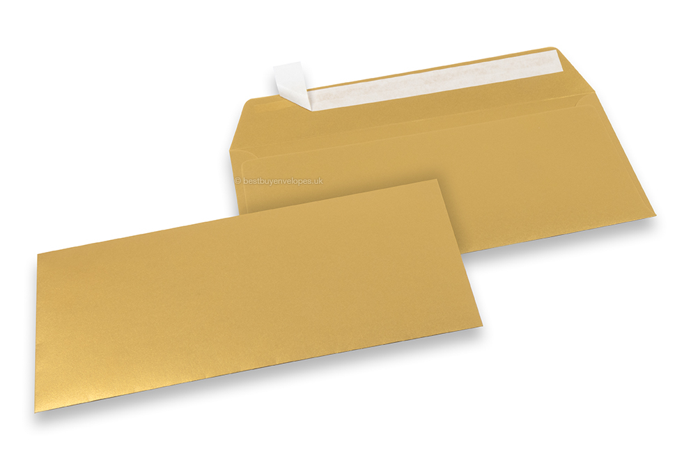 Gold metallic coloured paper envelopes - 110 x 220 mm