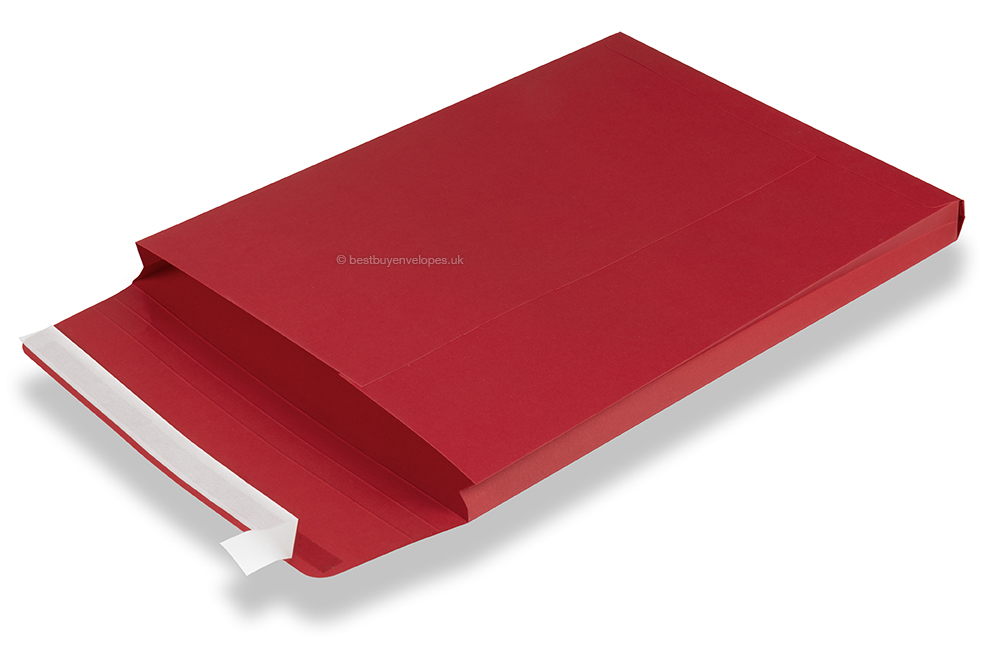 Coloured gusset envelopes V-Bottom - red, 229 x 324 x 25 mm