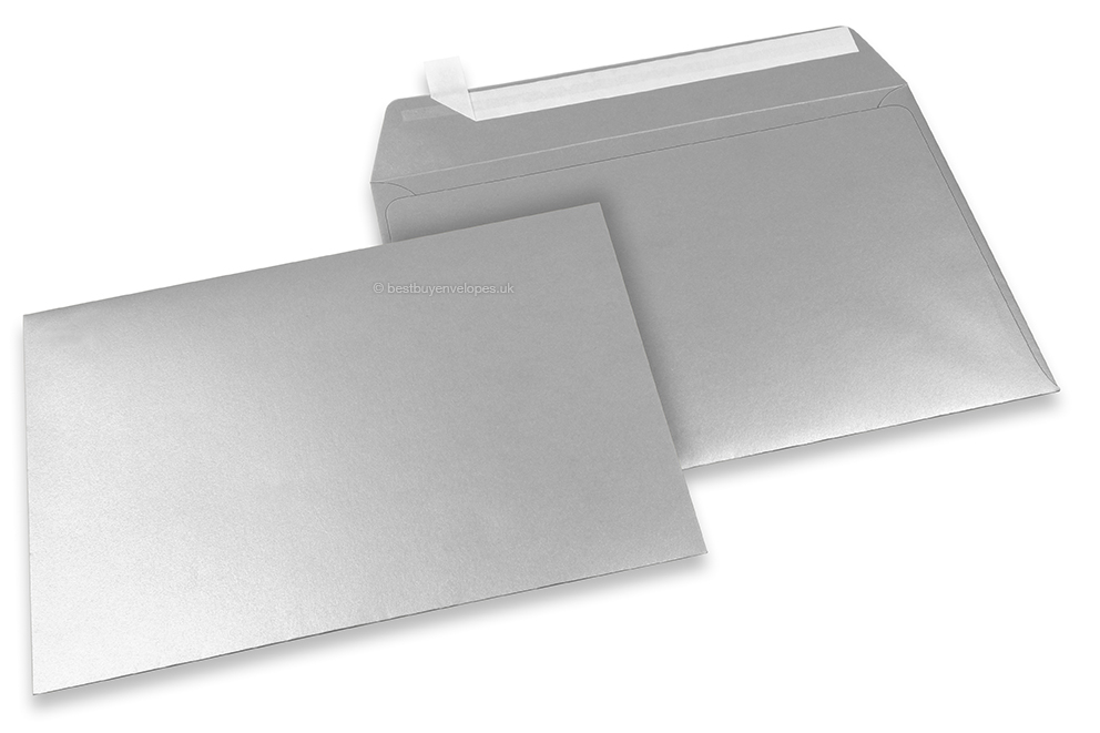 Silver metallic coloured paper envelopes - 162 x 229 mm