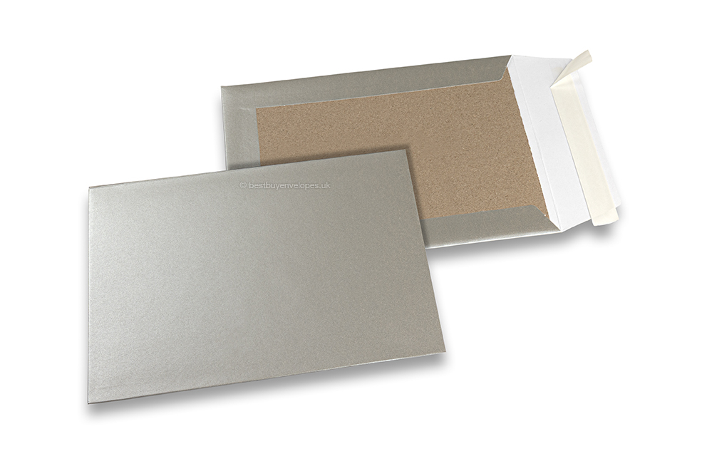 Coloured board-backed envelopes - Silver, 162 x 229 mm