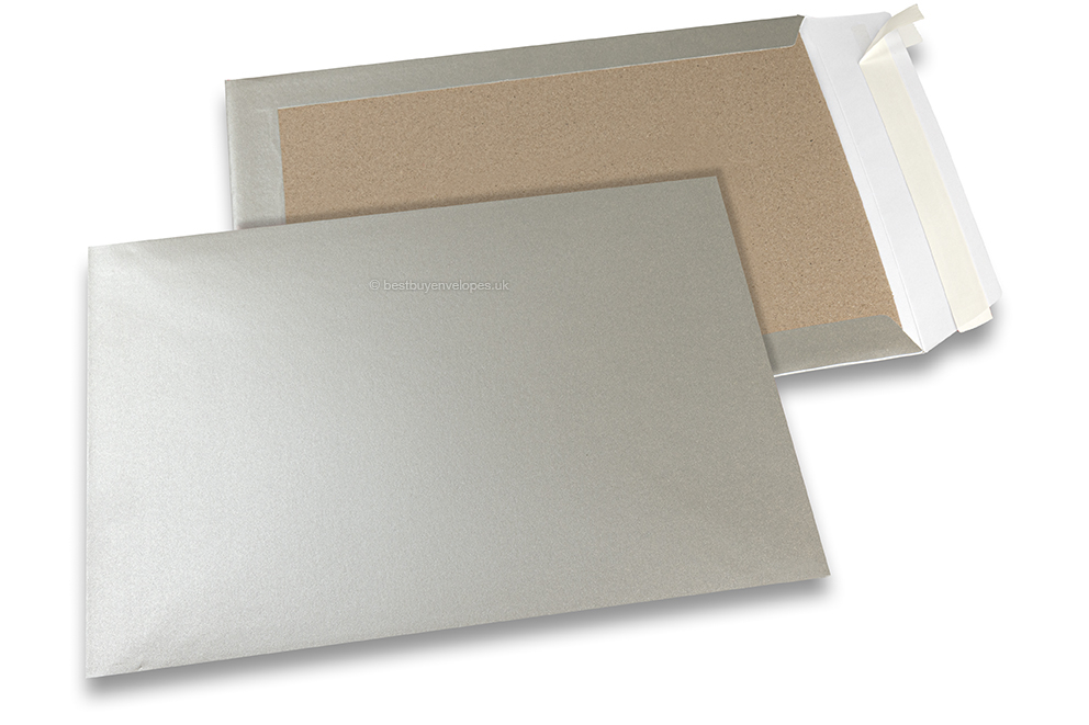 Coloured board-backed envelopes - Silver, 229 x 324 mm